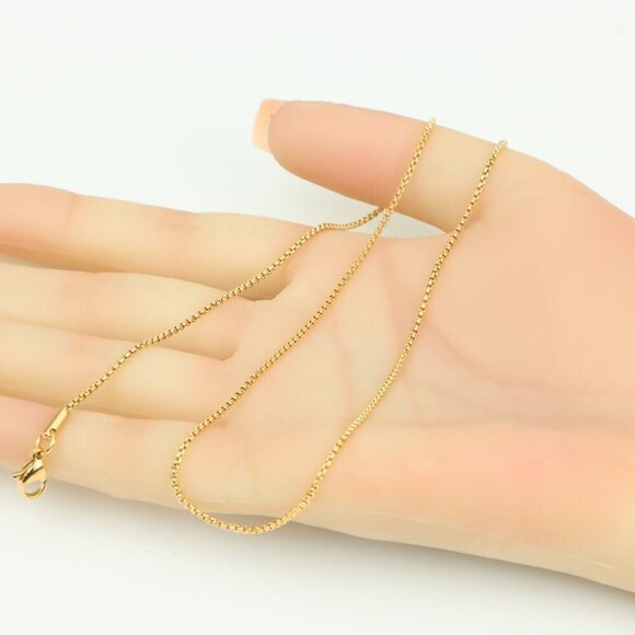 Elegant Rose Gold Box Chain Necklace, XPNL0341 - Picture 5 of 12